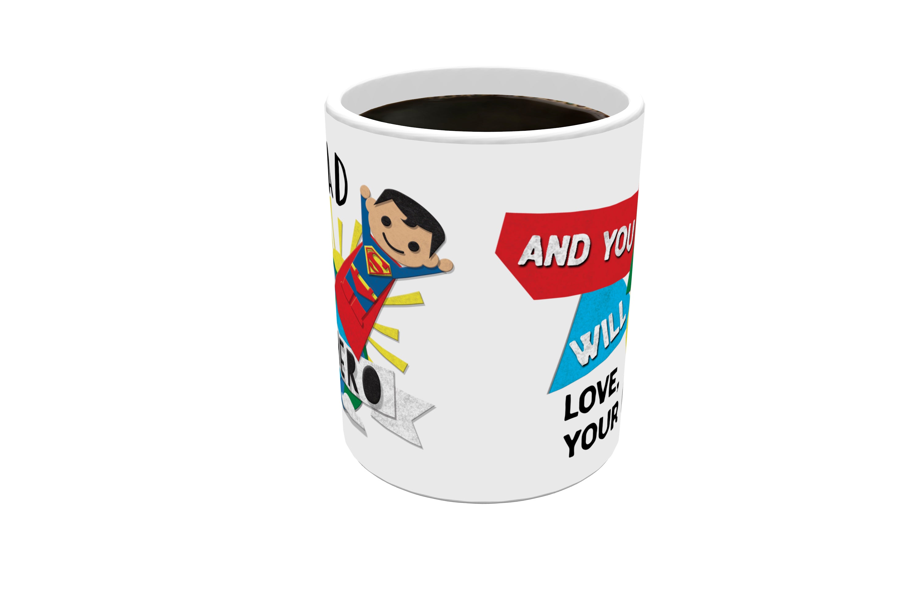 Father's Day Collection (Superman – Dad My Hero – Personalized 11 oz White Ceramic Mug