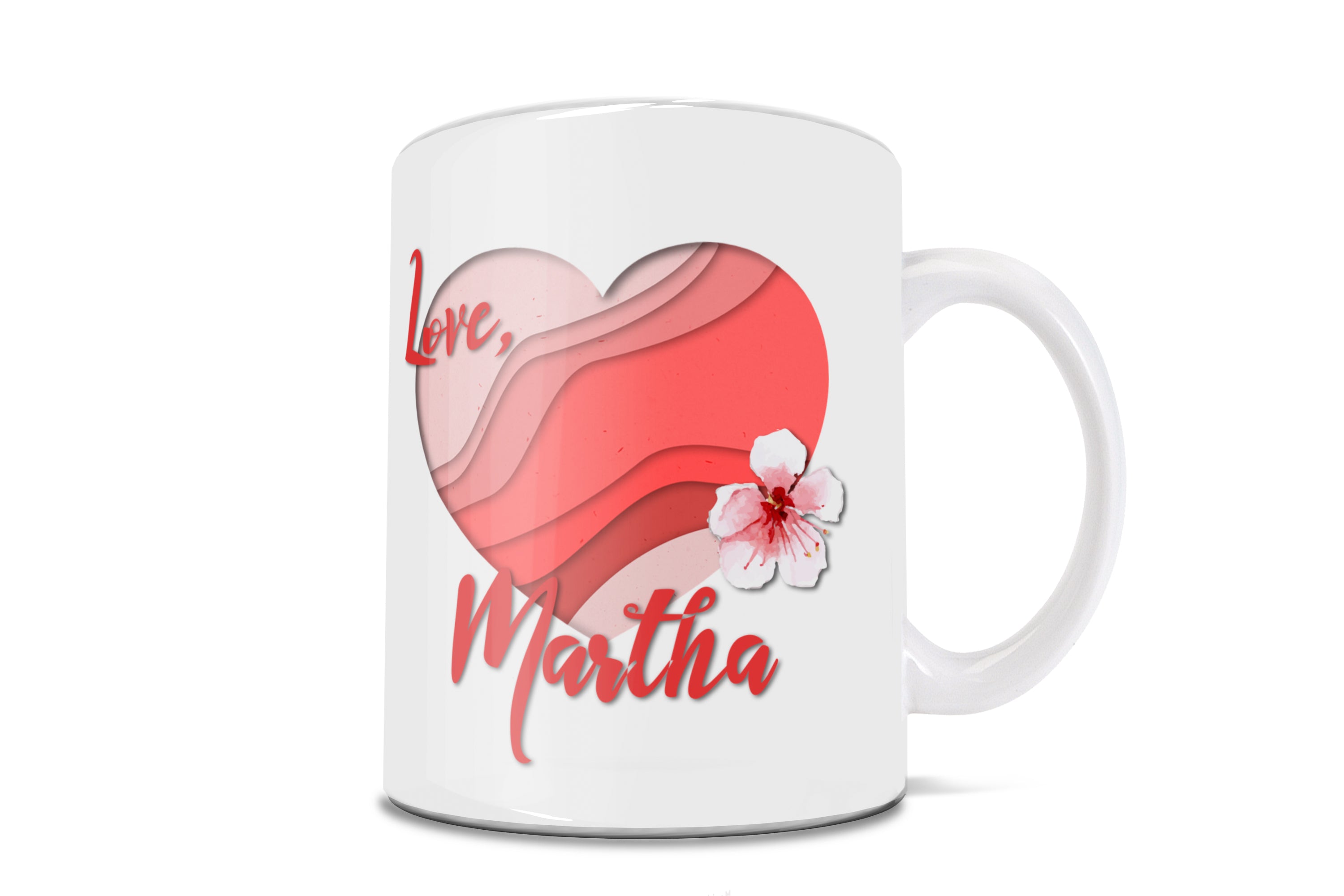 Mother’s Day Collection (Coral Heart – Personalized) 11 oz White Ceramic Mug