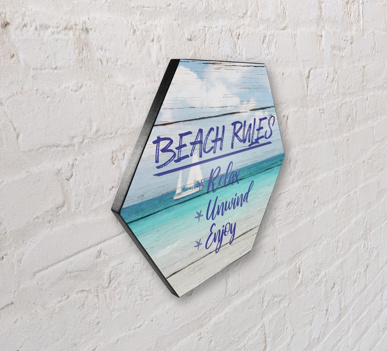 Vacation Collection (Beach Rules) 11.5" X 10" KNEXAGON Wood Print