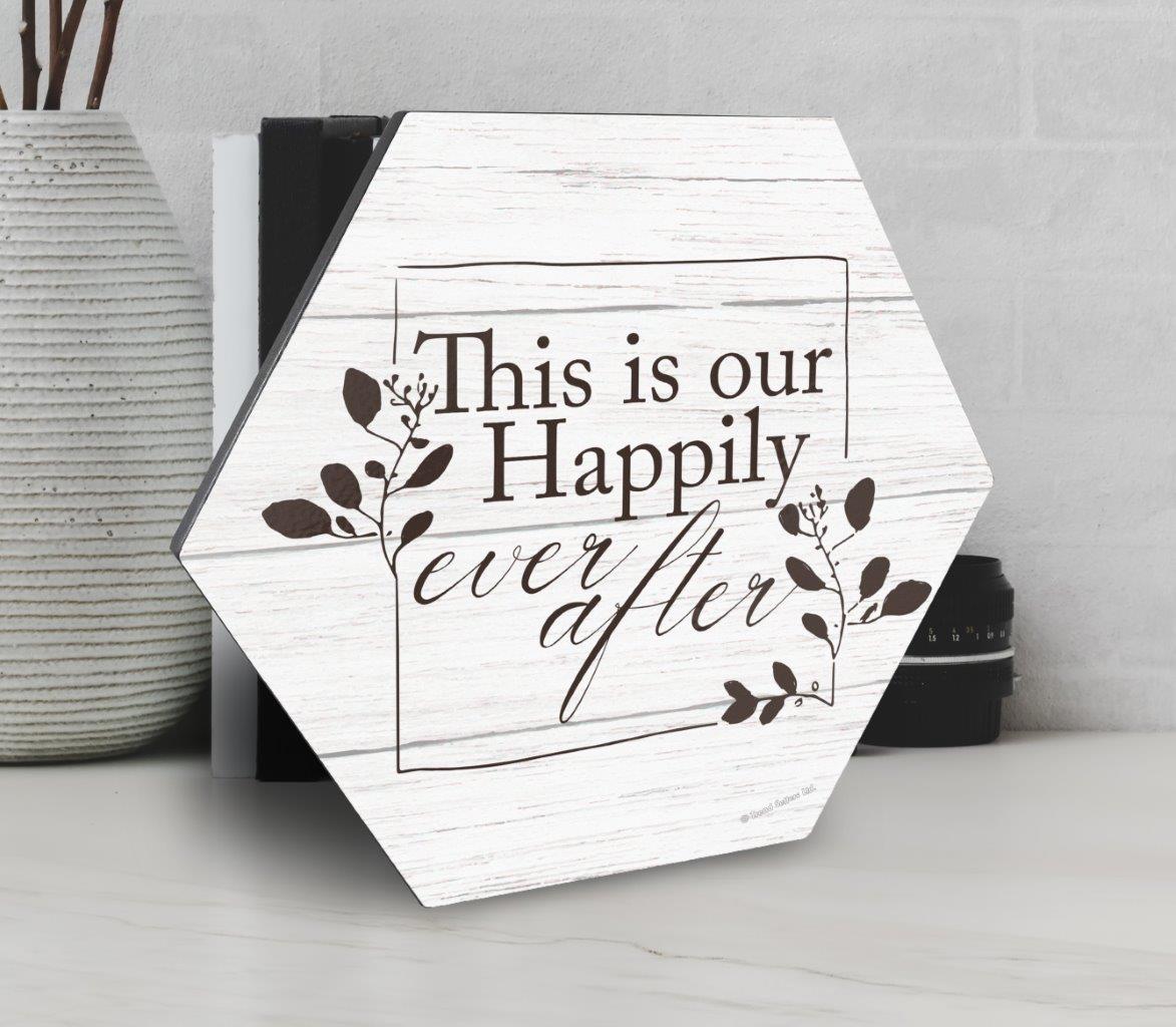 Family Collection (Happily Ever After White Wood) 11.5" X 10" KNEXAGON Wood Print