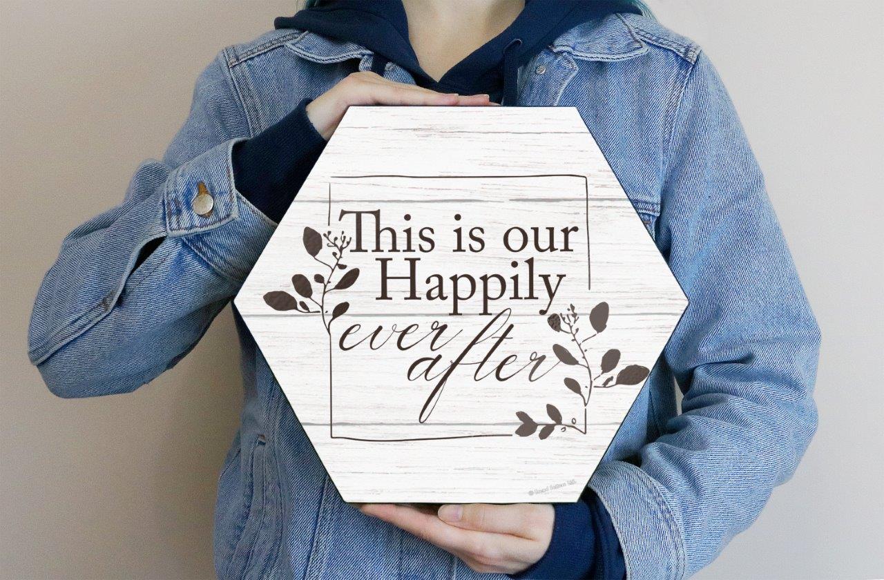 Family Collection (Happily Ever After White Wood) 11.5" X 10" KNEXAGON Wood Print