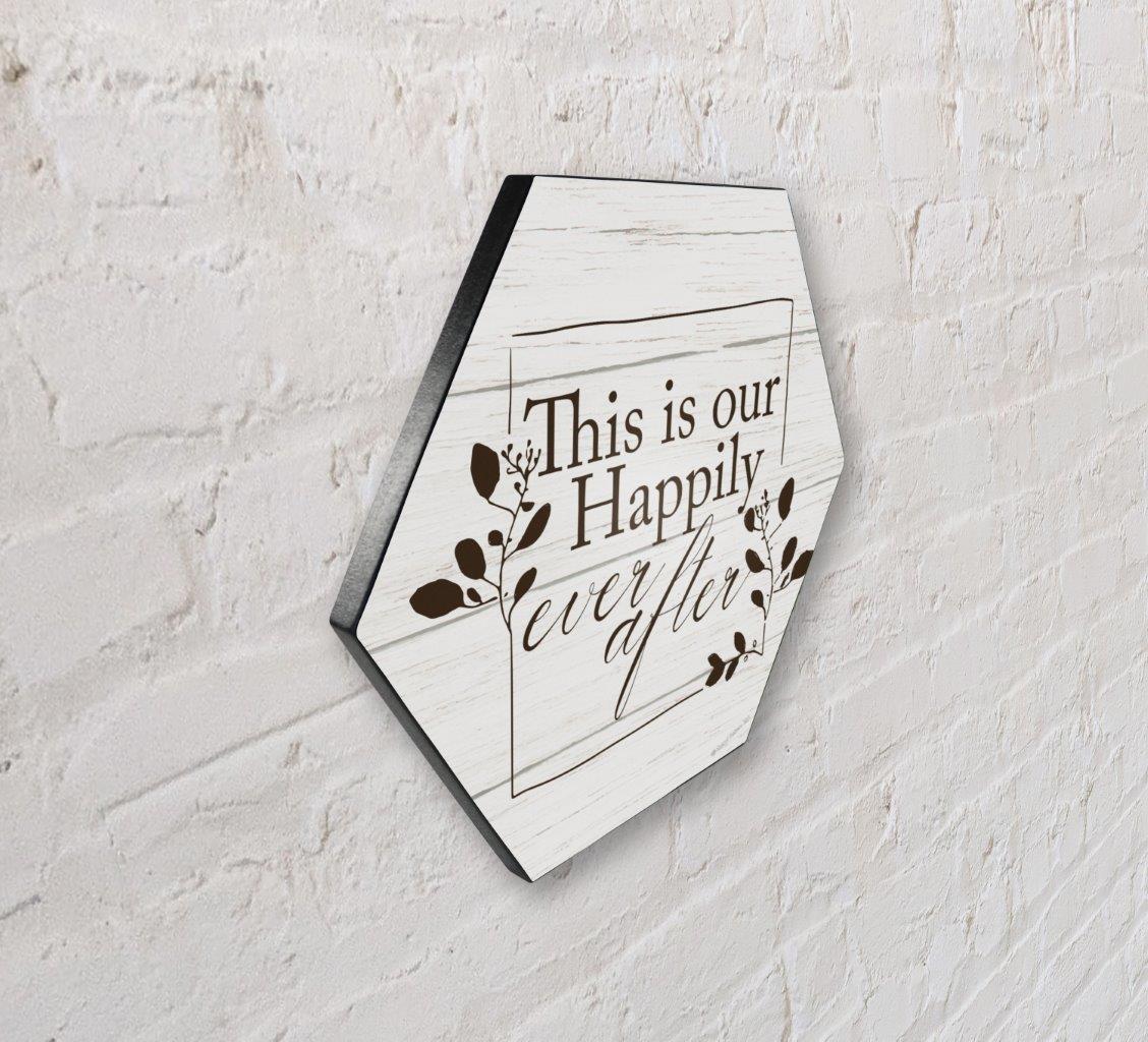 Family Collection (Happily Ever After White Wood) 11.5" X 10" KNEXAGON Wood Print