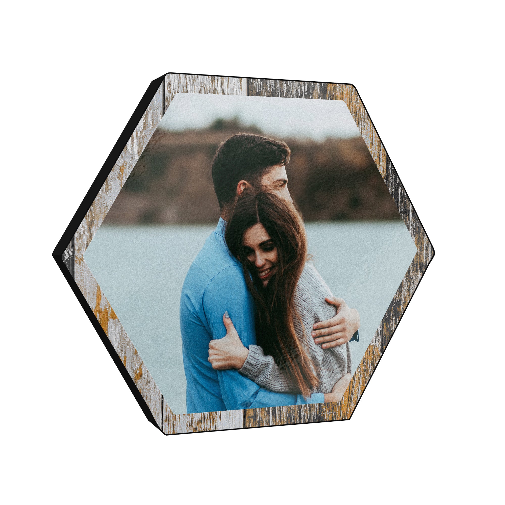 Family Collection (Espresso Wood Border - Upload Image) Hexagon KNEXAGON™ Wood Print
