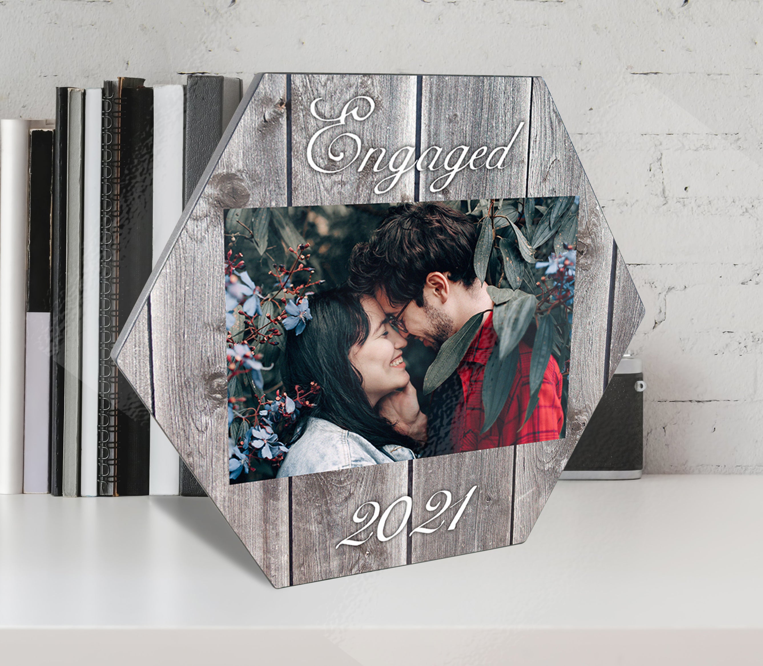 Engagement Collection (Engaged - Upload Image) Hexagon KNEXAGON™ Wood Print