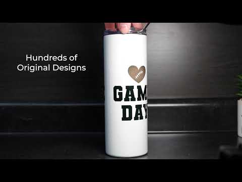 Trend Setters Original (Football Mom - Personalized) 20 Oz Stainless Steel Travel Tumbler with Straw (White Iridescent)