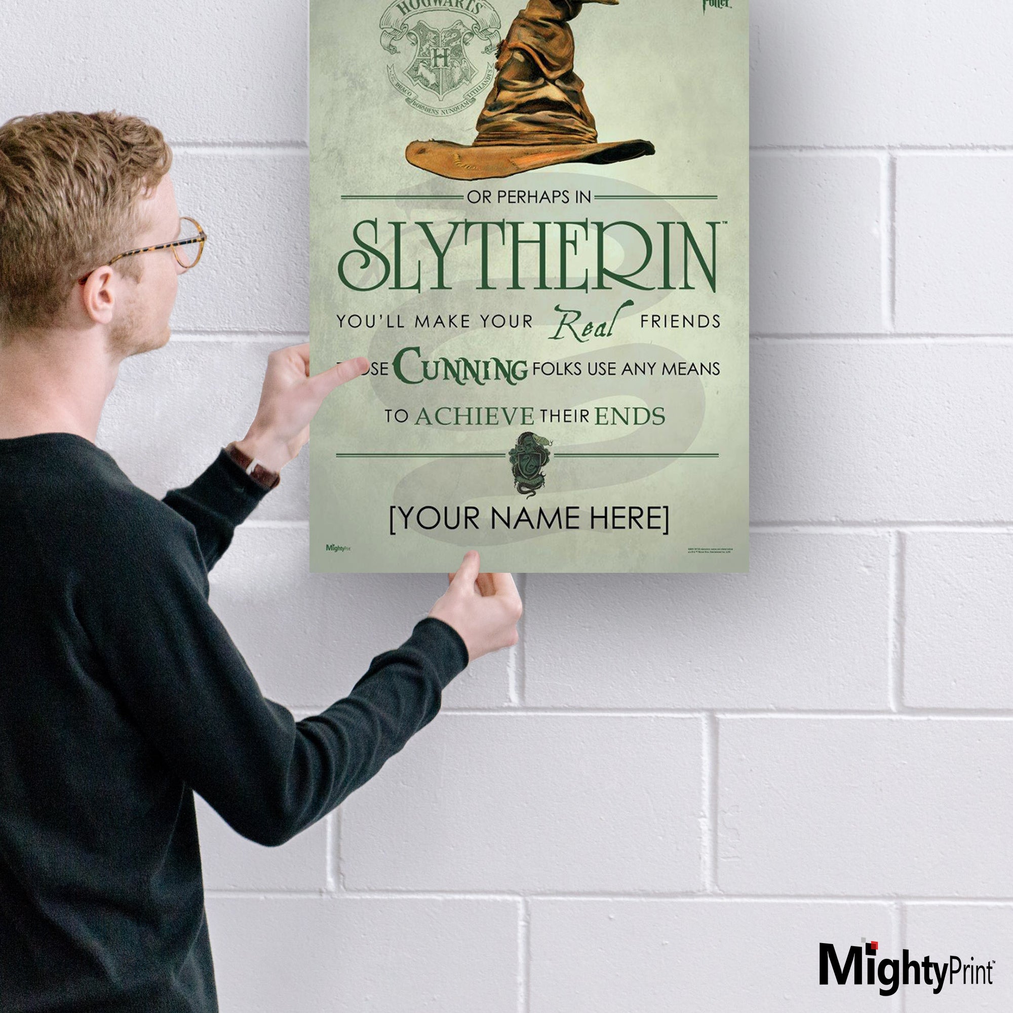 Harry Potter (Slytherin Sorting Hat Poem - Personalize with Name) MightyPrint Wall Art