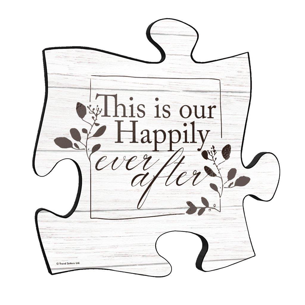 Family Collection (Happily Ever After White Wood) 12" x 12" Puzzle Piece KNEXAGON™ Wood Print