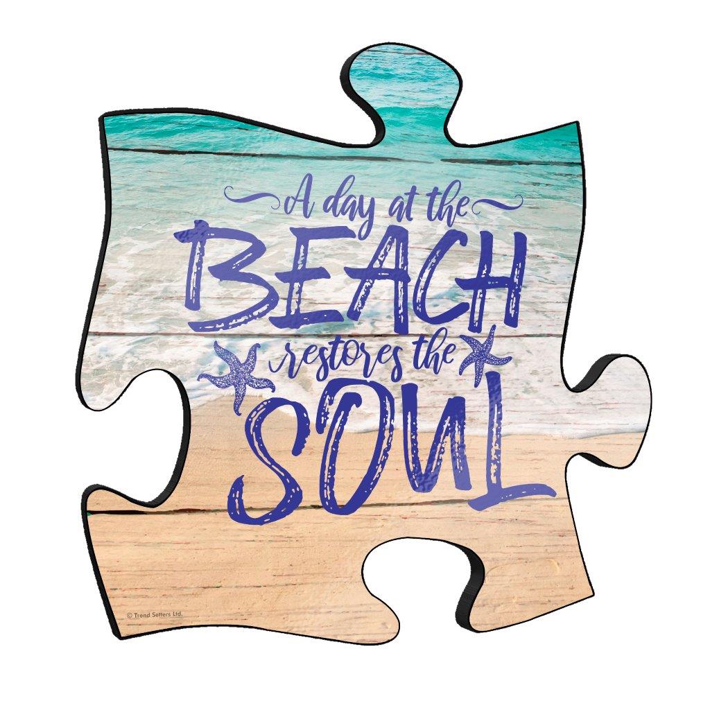 Vacation Collection (A Day at the Beach) 12" x 12" Puzzle Piece KNEXAGON™ Wood Print