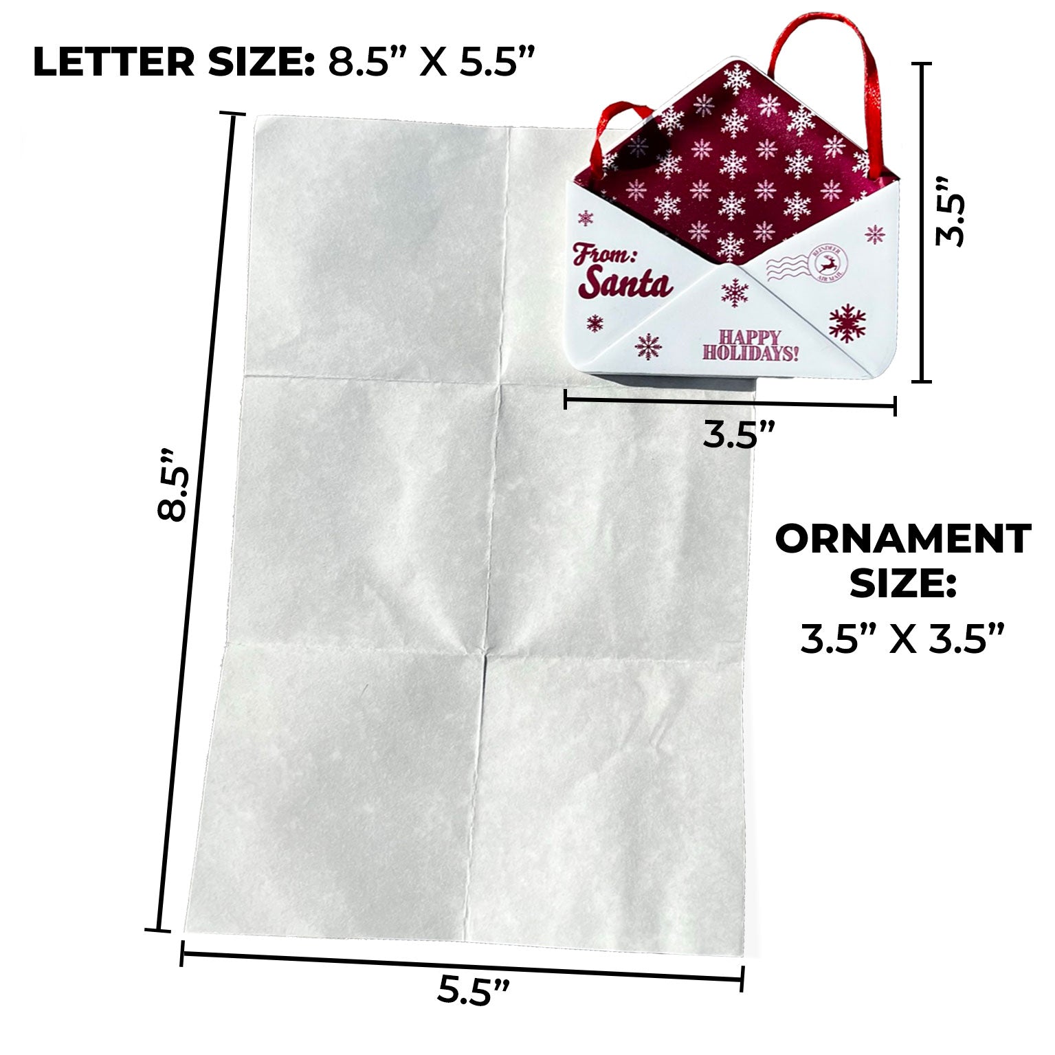 Christmas Collection (Note From Santa) Maroon Snowflake Envelope Resin Ornament with Letter