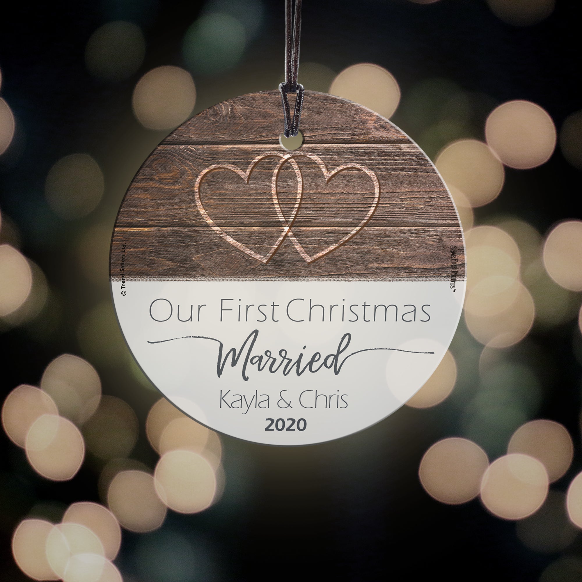 Christmas Collection (First Christmas Married - Personalized) StarFire Prints Hanging Glass Print