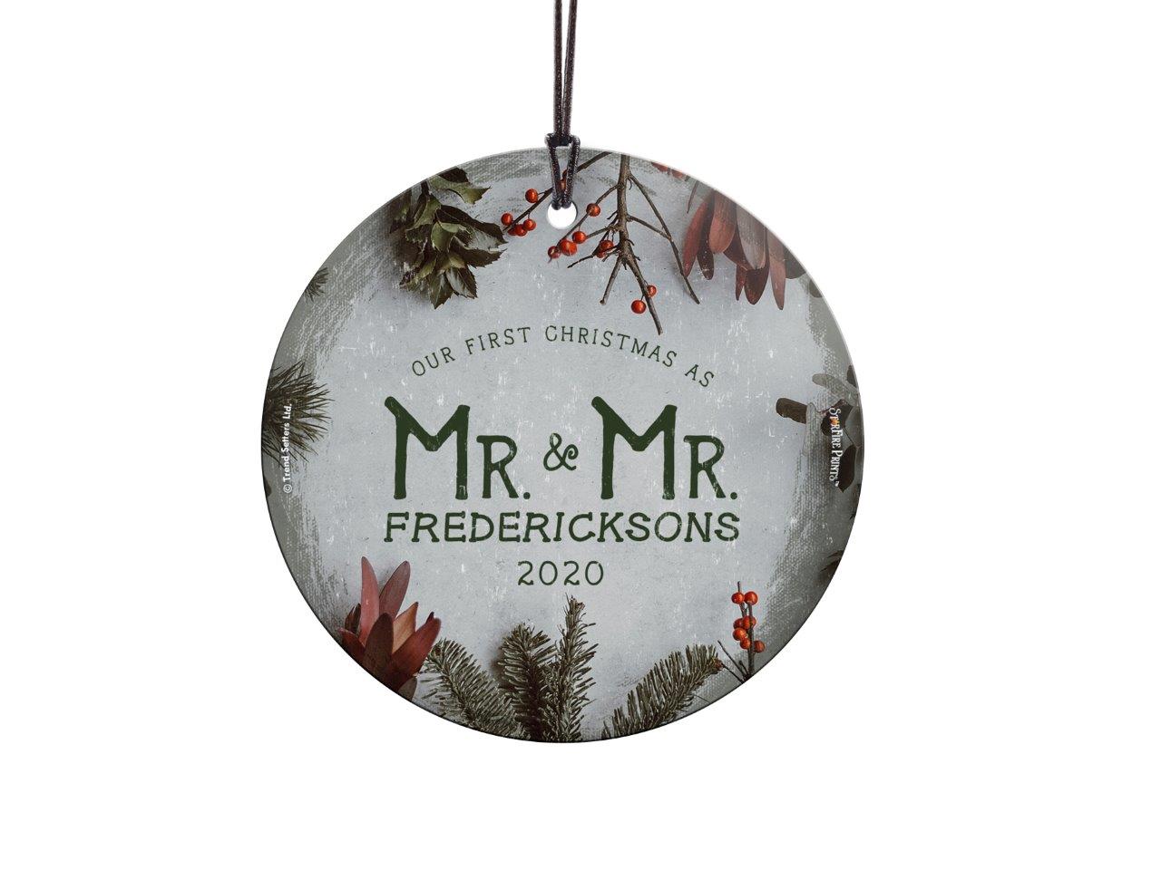 Wedding Collection (First Christmas Married Cranberries - Personalized) StarFire Prints Hanging Glass Print