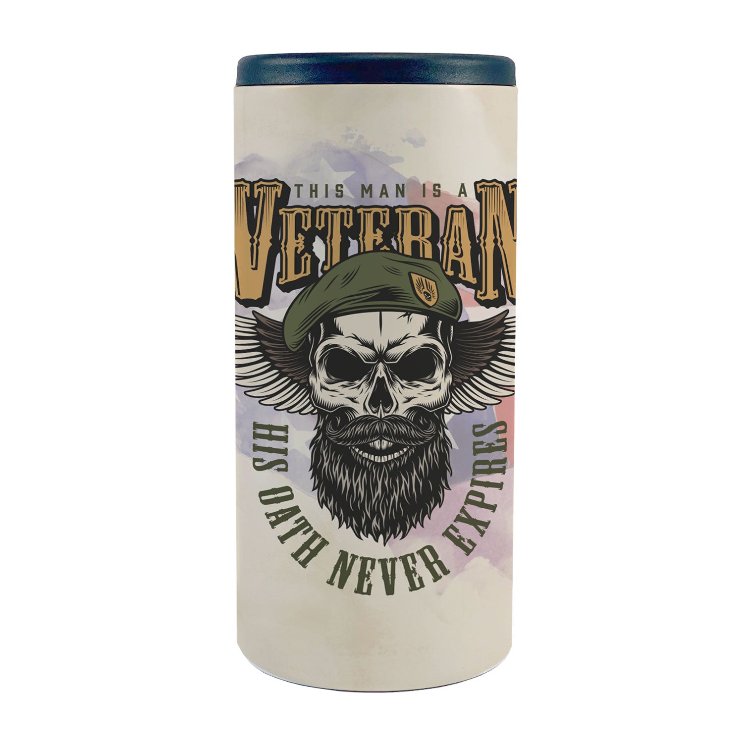 Career Collection (Veterans Oath) 12 Oz Stainless Steel Slim Can Cooler