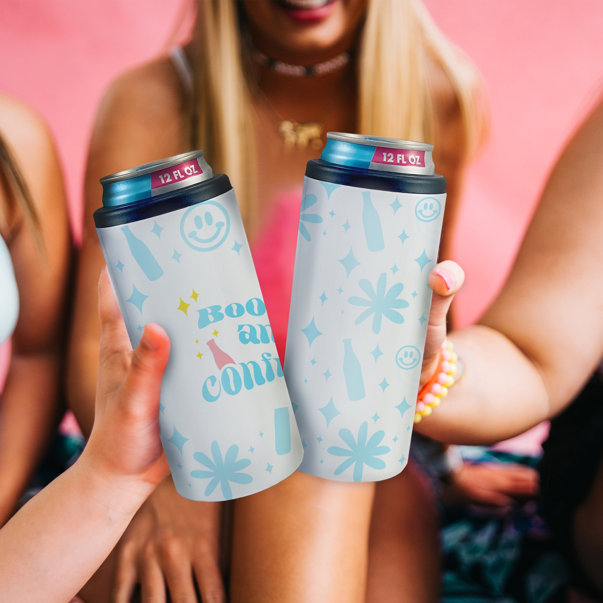 Bridal Party Collection (Boozed and Confused) 12 oz Stainless Steel Slim Can Cooler