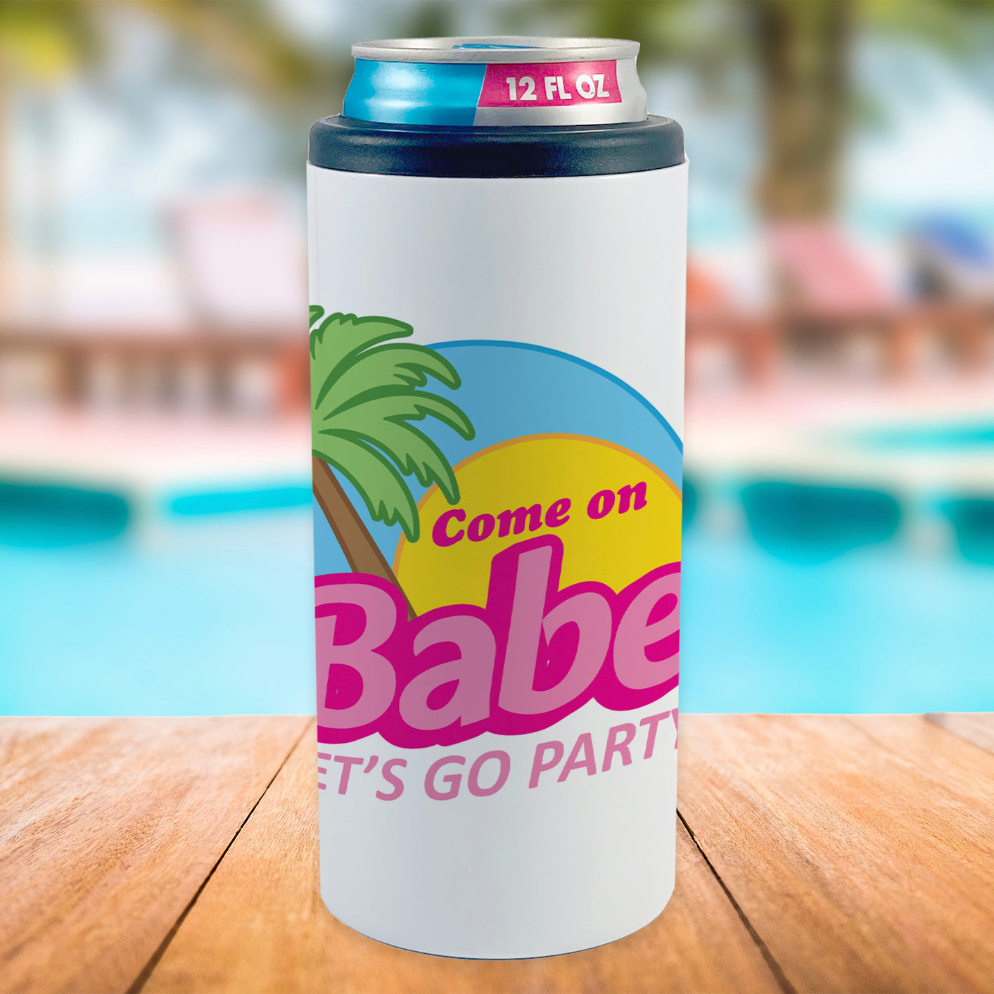 Bridal Collection (Come on Babe Let's Go Party - Personalized) 12oz Slim Can Cooler