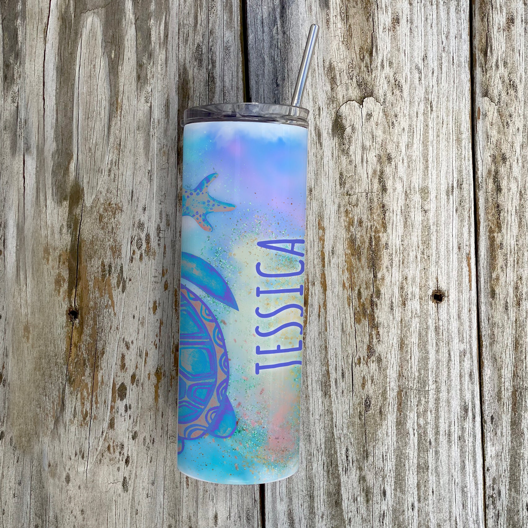 Trend Setters Originals (Sea Turtles - Personalized) 20 Oz Stainless Steel Travel Tumbler with Straw