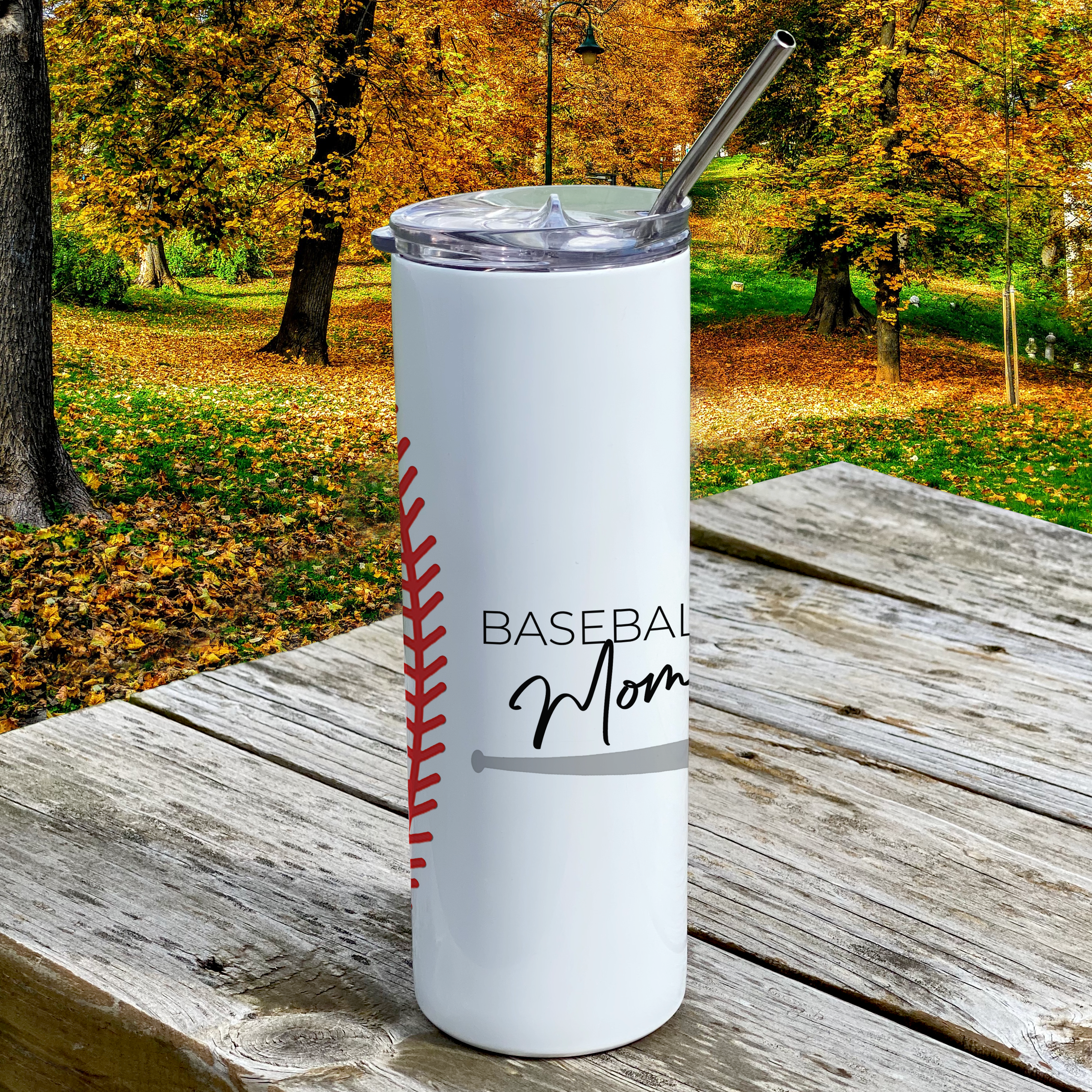 Sports Collection (Baseball Mom) 20 Oz Stainless Steel Travel Tumbler with Straw
