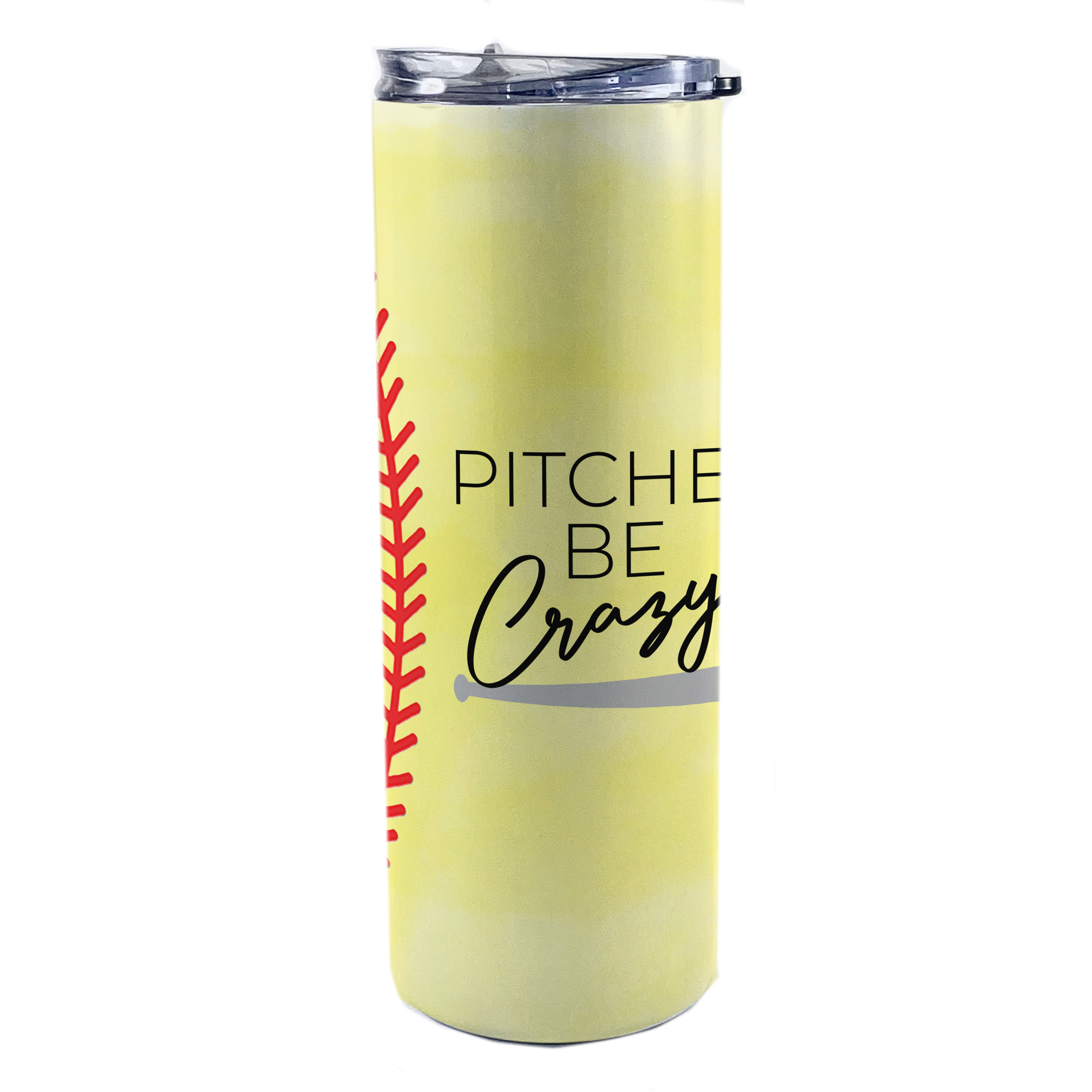 Sports Collection (Pitches Be Crazy - Softball) 20 Oz Stainless Steel Travel Tumbler with Straw