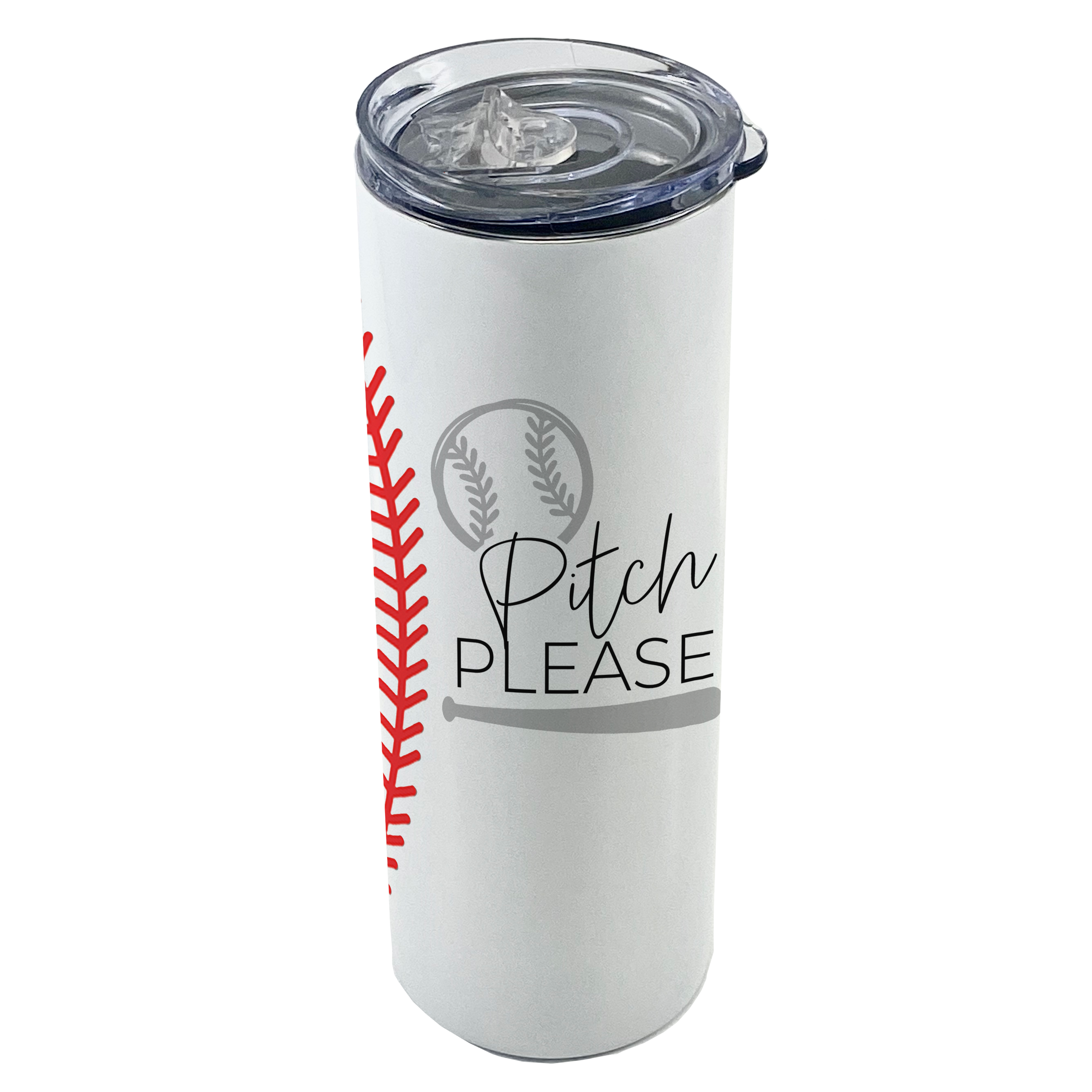 Sports Collection (Pitch Please - Baseball) 20 Oz Stainless Steel Travel Tumbler with Straw