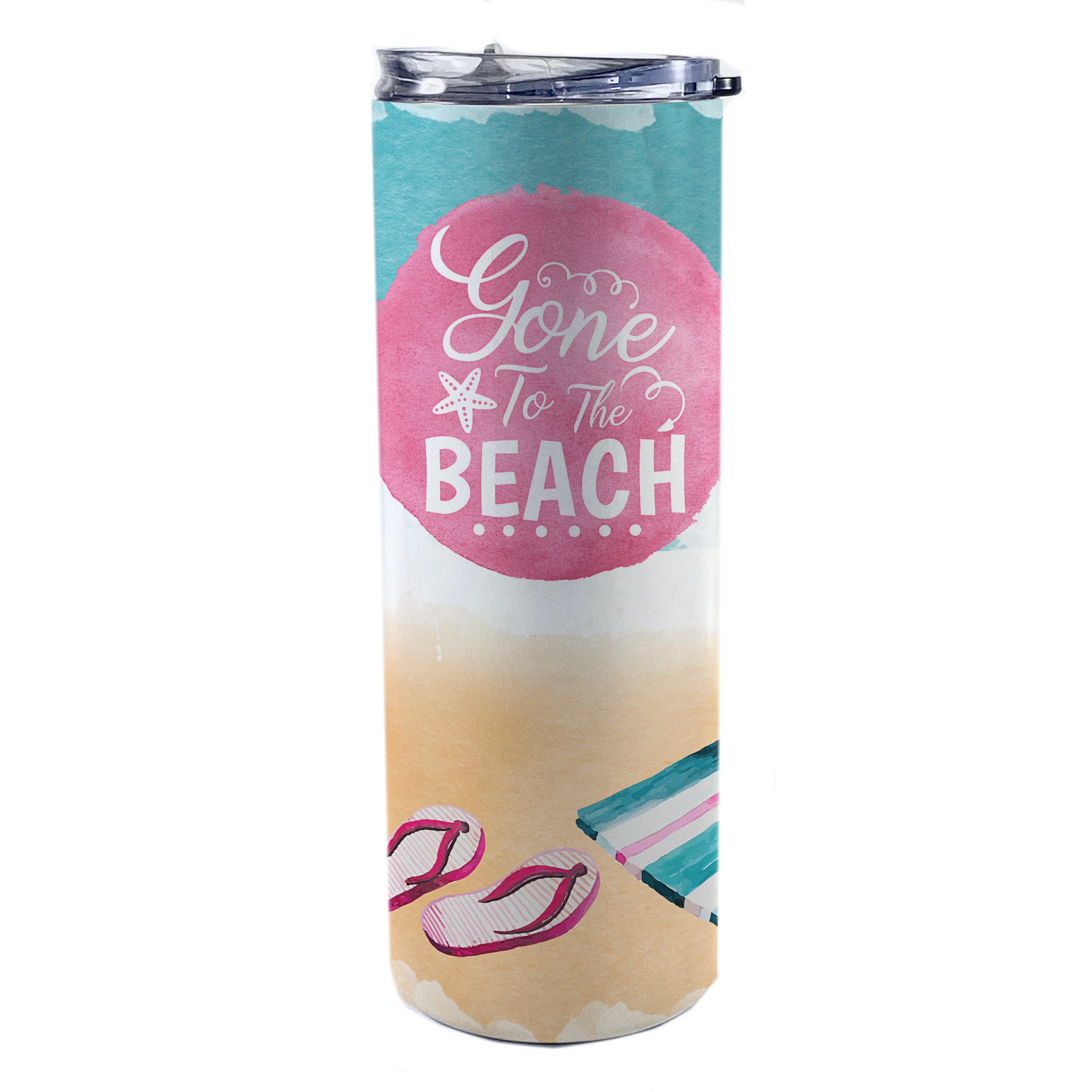 Vacation Collection (Gone To The Beach) 20 Oz Stainless Steel Travel Tumbler with Straw