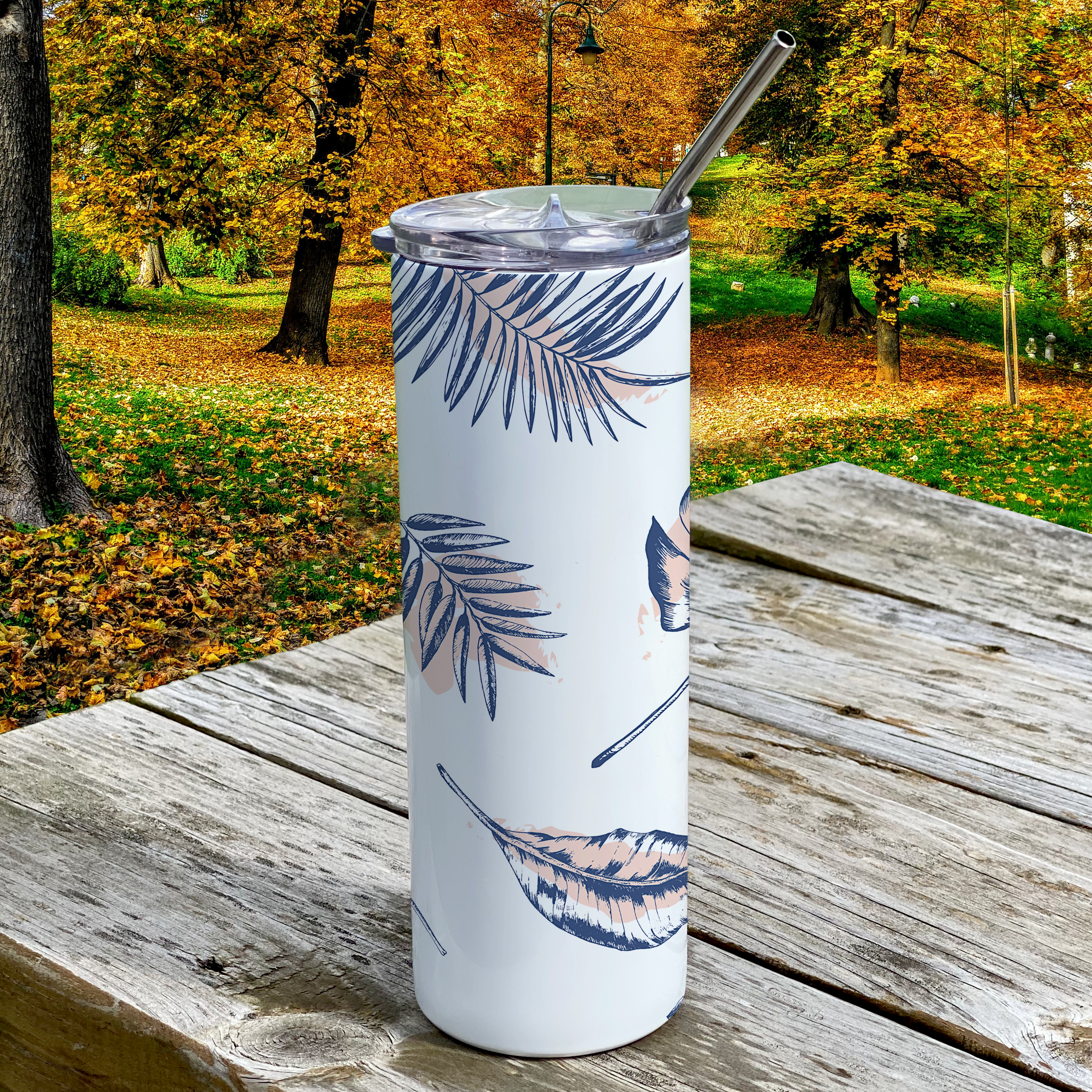 Trend Setters Originals (Neutral Palms) 20 Oz Stainless Steel Travel Tumbler with Straw