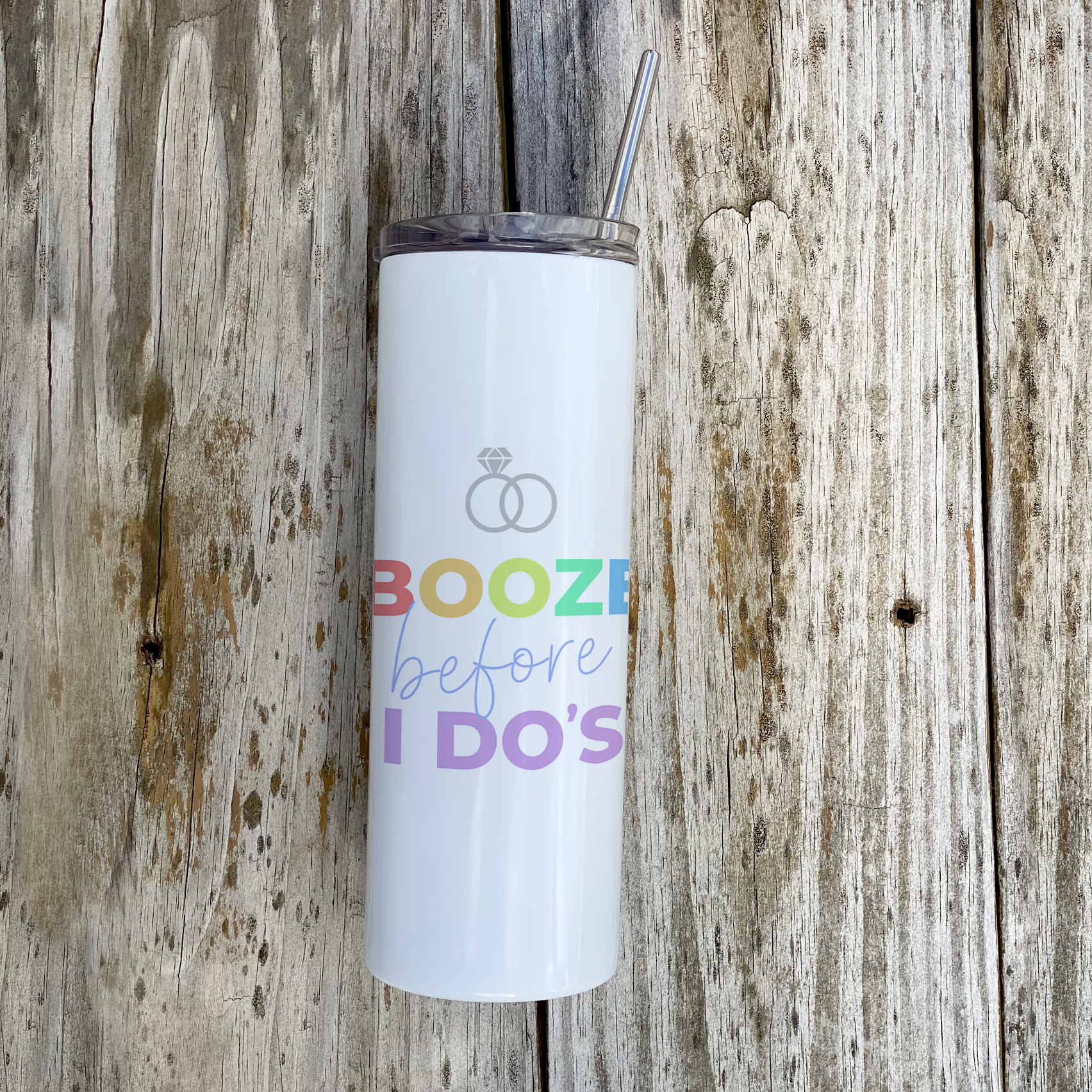 Bridal Party Collection (Booze Before I Dos) 20 Oz Stainless Steel Travel Tumbler with Straw