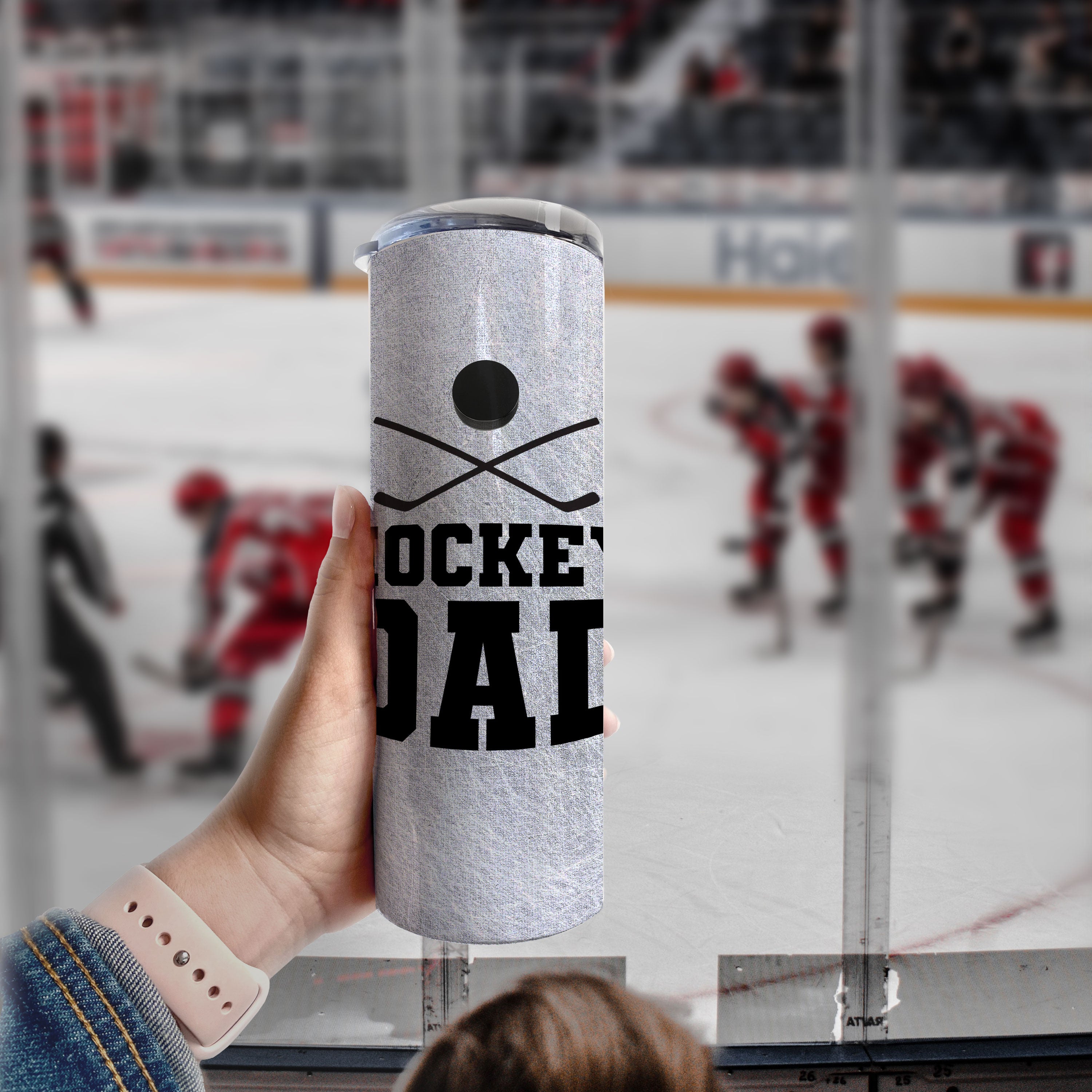 Sports Collection (Hockey Dad - Personalized) 20 oz Stainless Steel Travel Tumbler with Straw