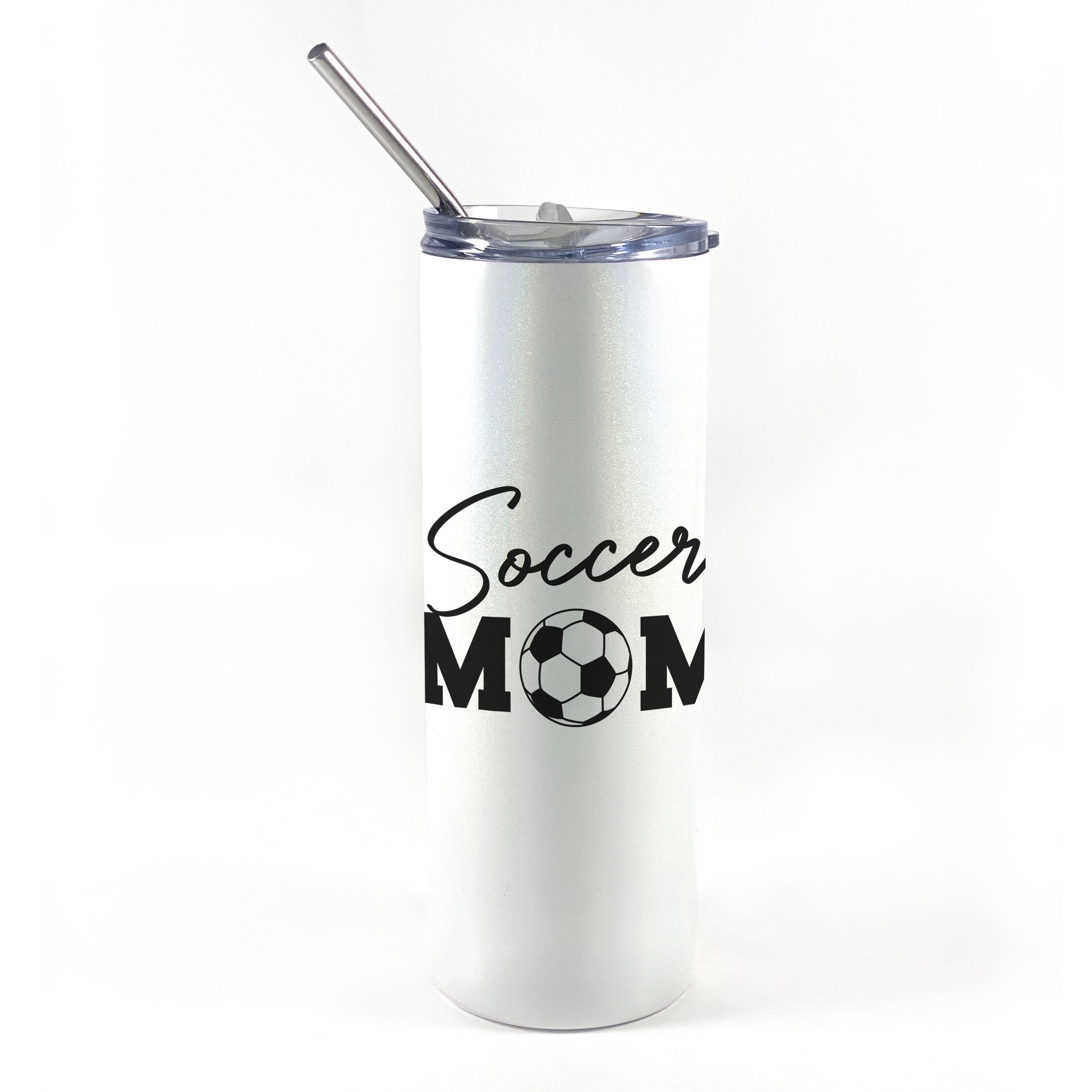 Sports Collection (Soccer Mom - Personalized) 20 Oz Stainless Steel Travel Tumbler with Straw