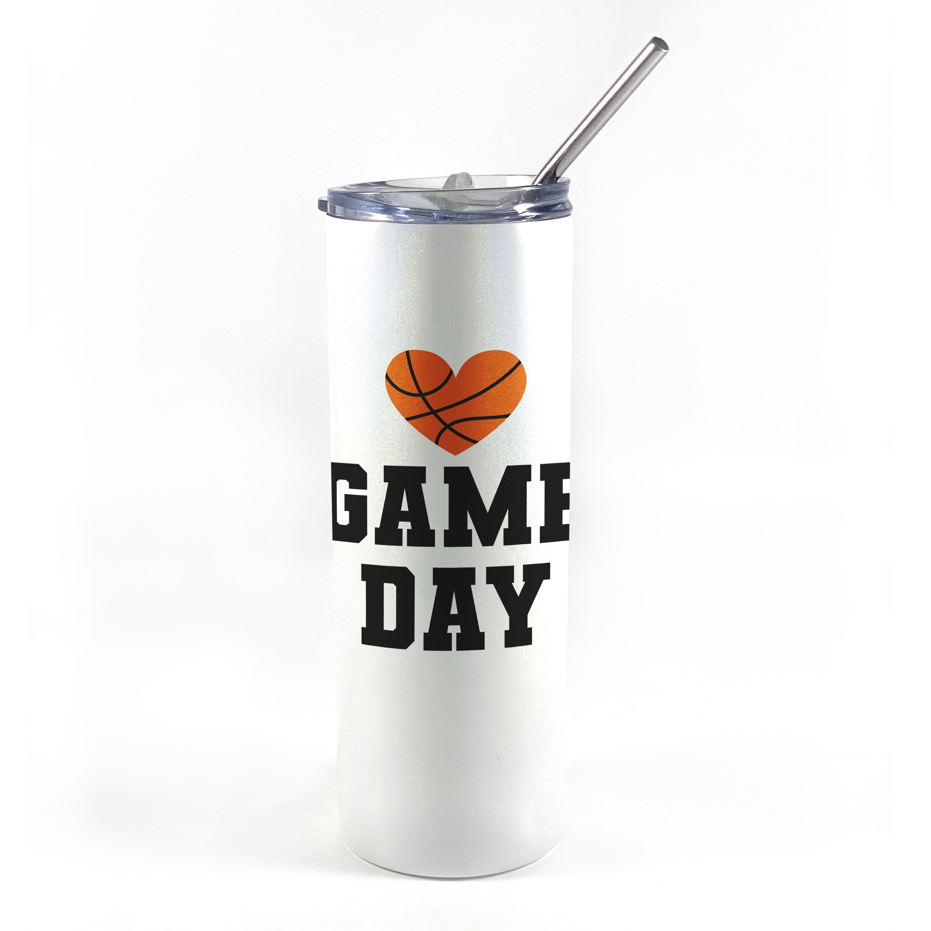 Sports Collection (Basketball Game Day - Personalized) 20 Oz Stainless Steel Travel Tumbler with Straw