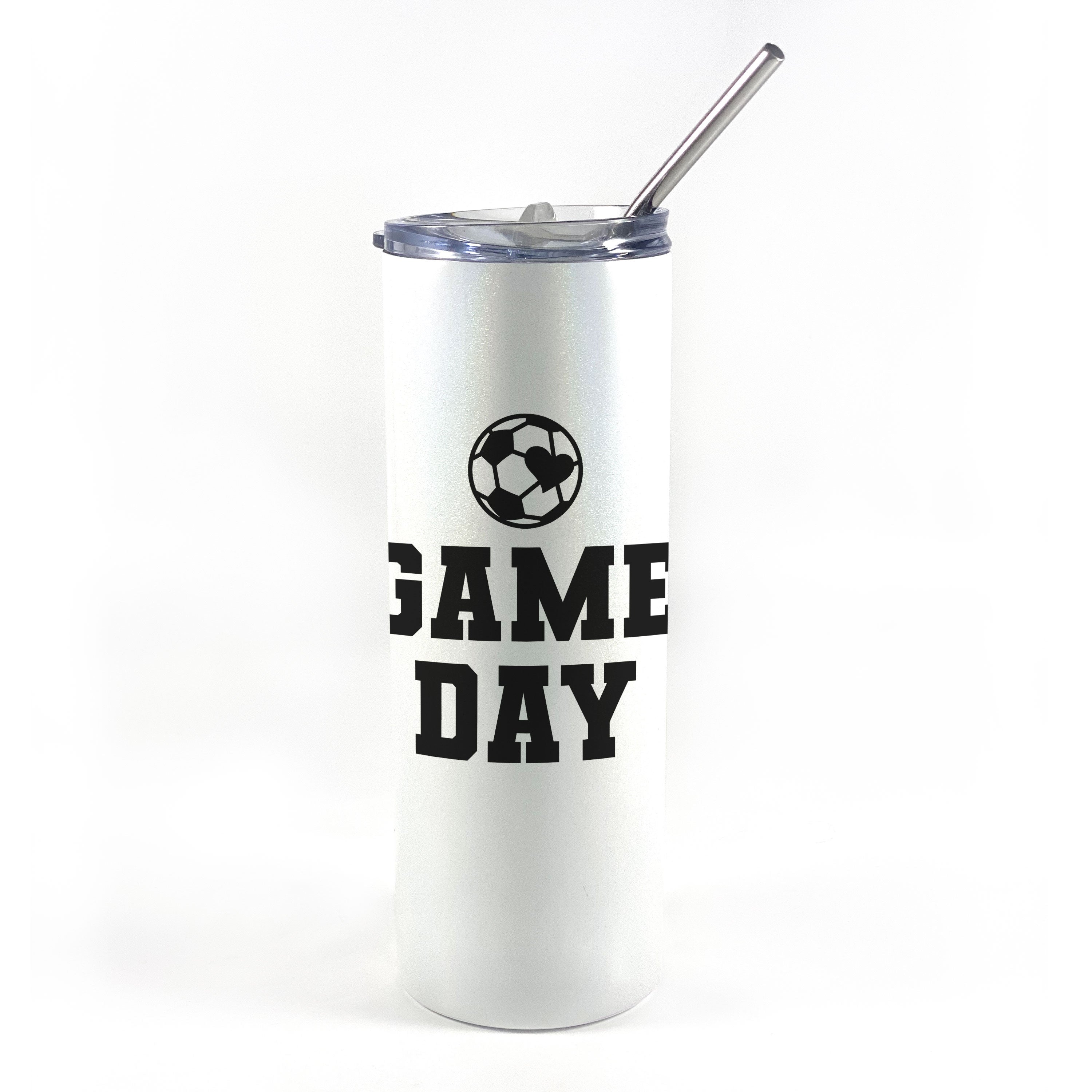 Sports Collection (Soccer Game Day - Personalized) 20 Oz Stainless Steel Travel Tumbler with Straw