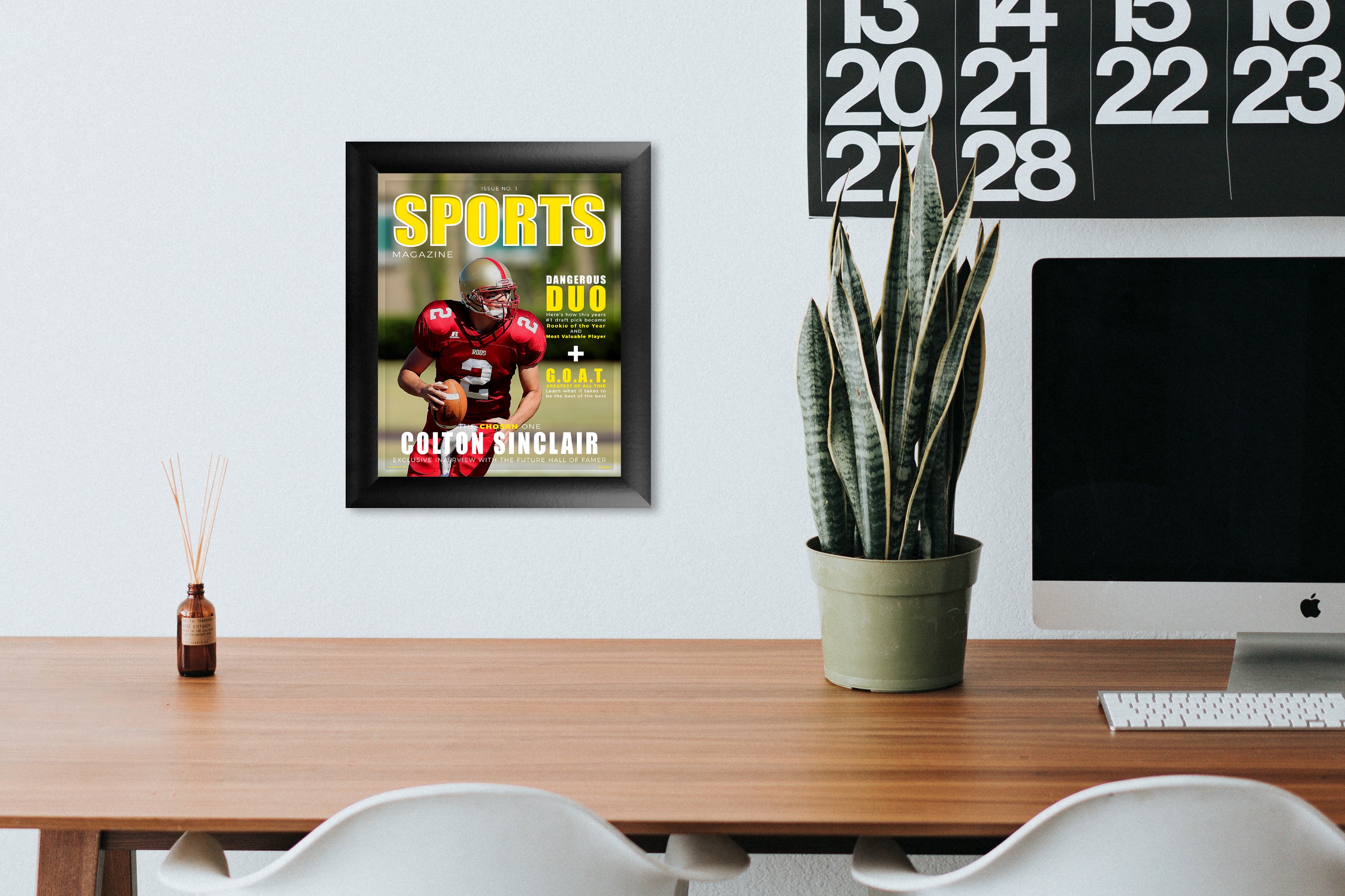 Sports Collection (Athlete Magazine Cover - Personalized) Framed TrendyPrint Wall Art