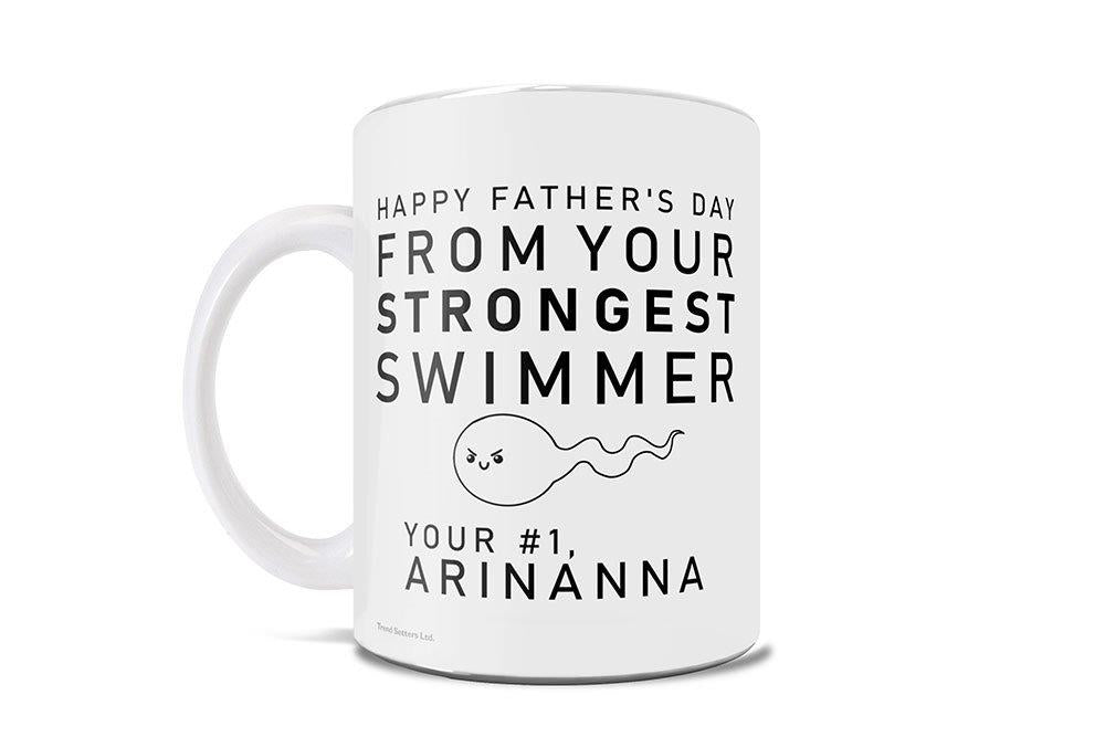 Father's Day Collection (Happy Father's Day From Your Strongest Swimmer - Personalized) 11 oz White Ceramic Mug