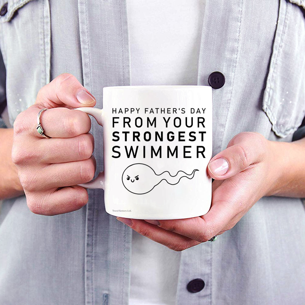Parents Collection (Happy Father's Day From Your Strongest Swimmer) 11 oz White Ceramic Mug