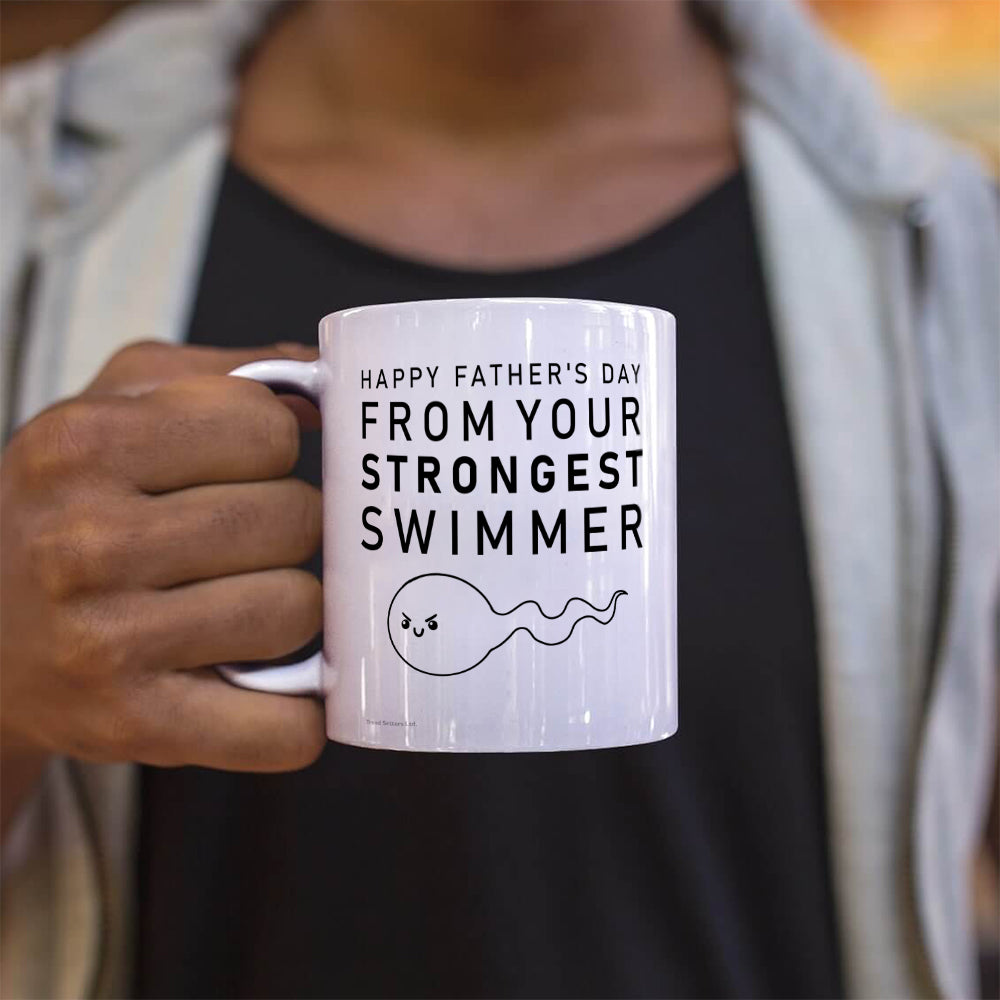 Parents Collection (Happy Father's Day From Your Strongest Swimmer) 11 oz White Ceramic Mug