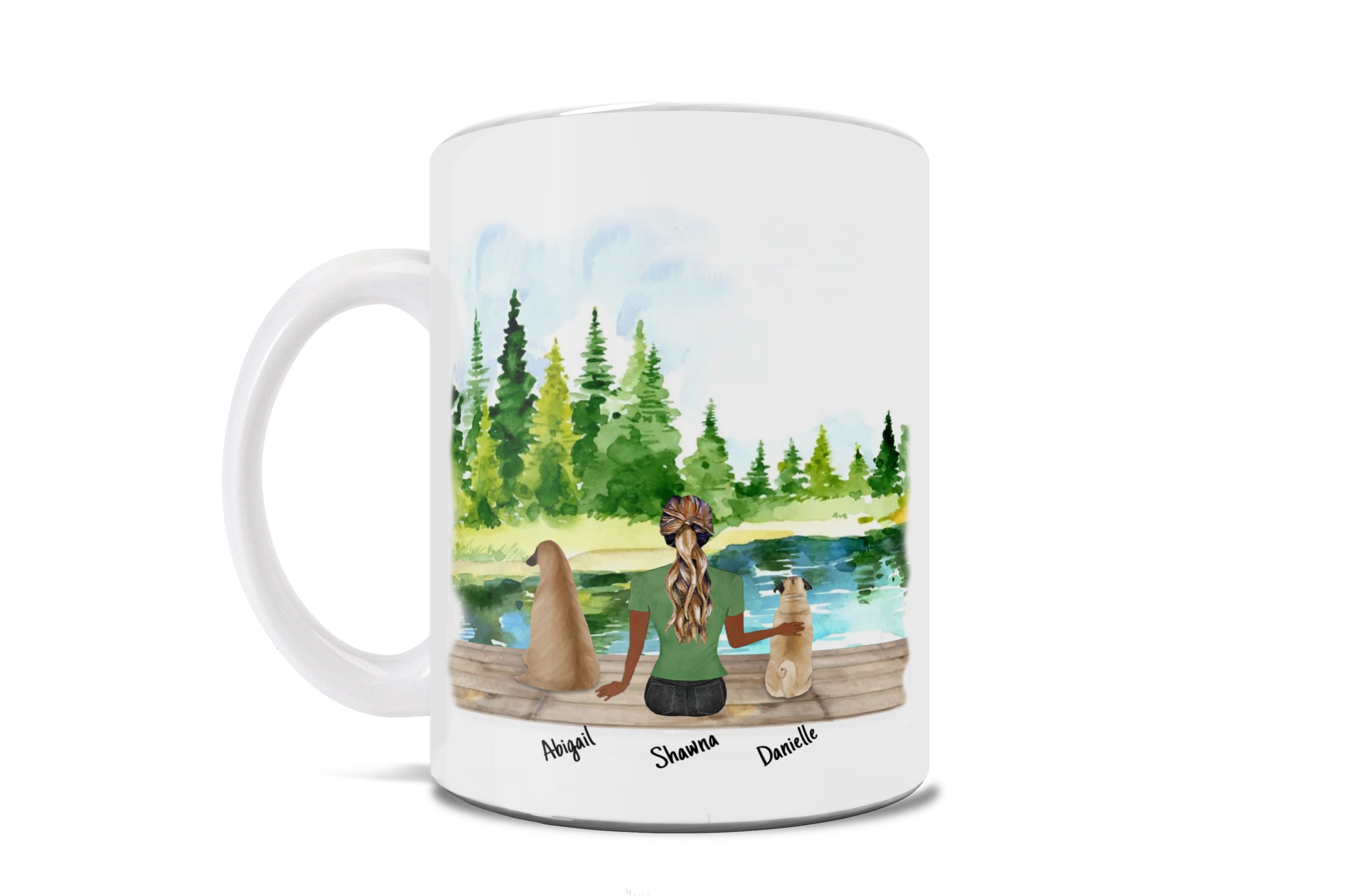Custom Woman and Dog Cartoon Design – 11 oz White Ceramic Mug