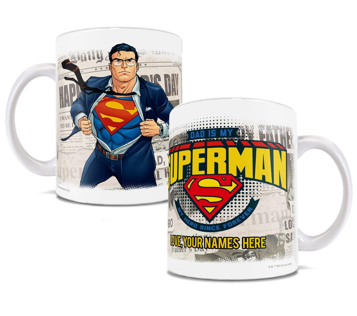 Father's Day Collection (Superman - Hero Dad – Personalized) 11 oz White Ceramic Mug